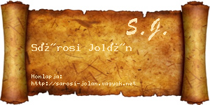 Sárosi Jolán névjegykártya