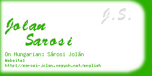 jolan sarosi business card